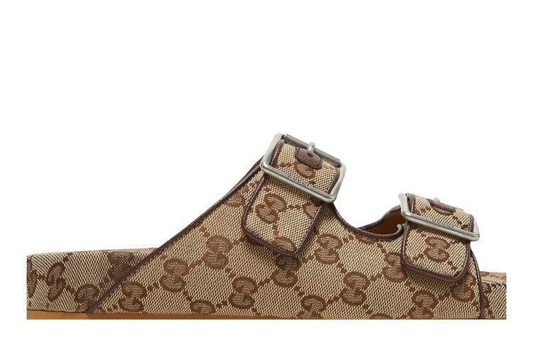 Gucci Strap Slide Sandal Beige Canvas