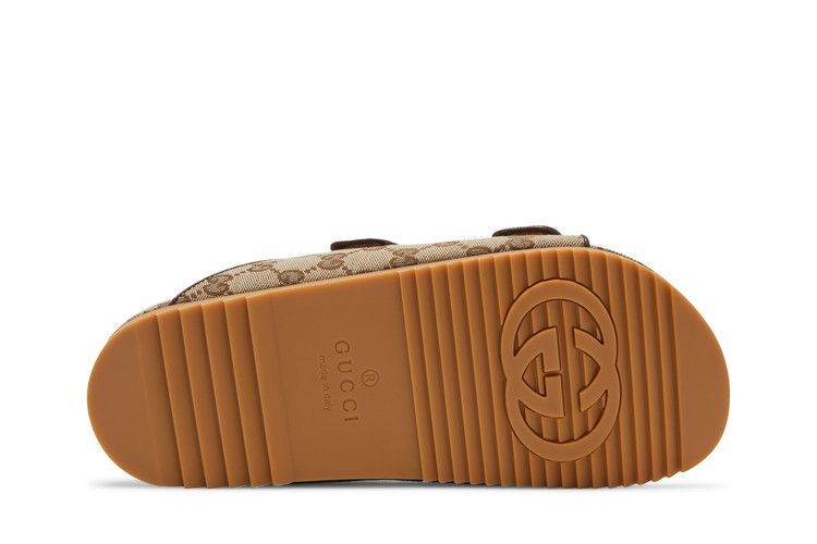 Gucci Strap Slide Sandal Beige Canvas