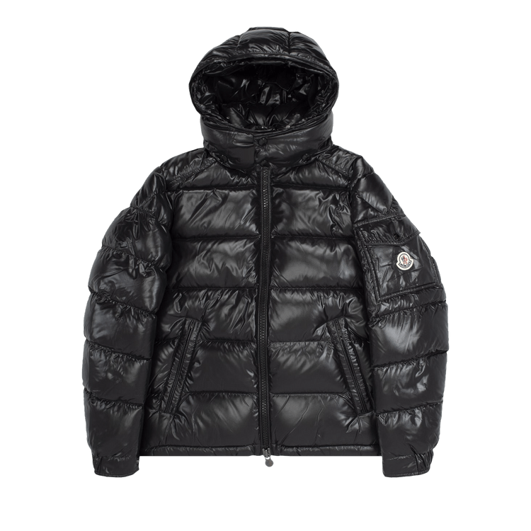 Moncler Maya Hooded Puffer Shiny Jacket Black