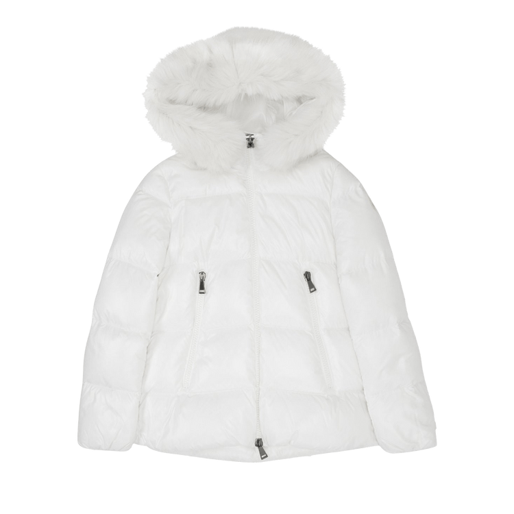 Moncler Laiche Zip Up Puffer Jacket White