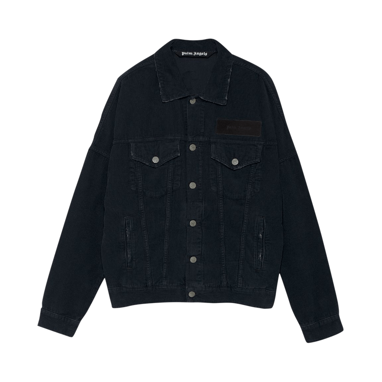 Palm Angels Corduroy Logo Denim Jacket Black