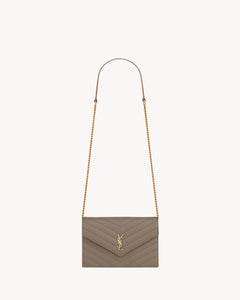 CASSANDRE Envelope Chain Wallet in Grain De Poudre leather