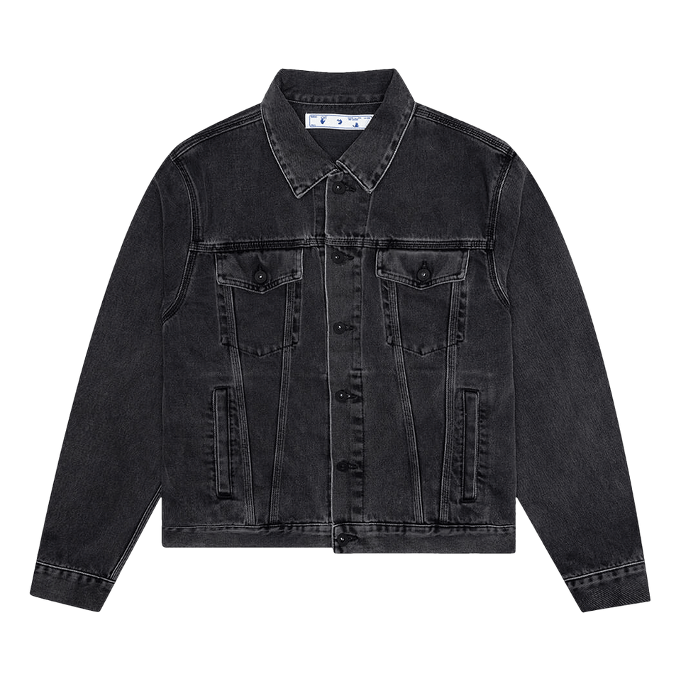 Off-White Negative Mark Slim Denim Jacket Medium Grey