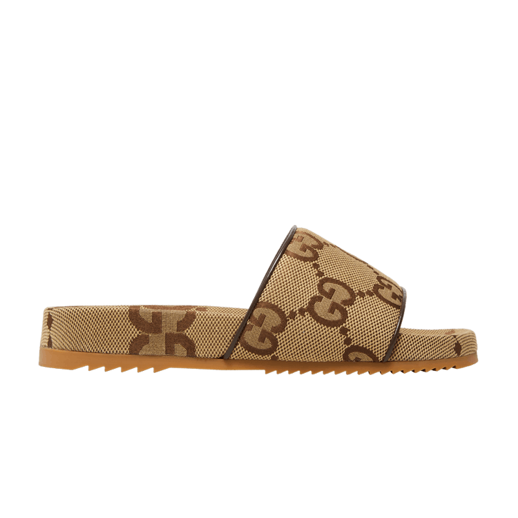 Gucci GG Canvas Slide Sandal Camel Monogram