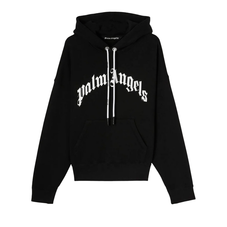 Palm Angels Curved Logo Hoody Black/White