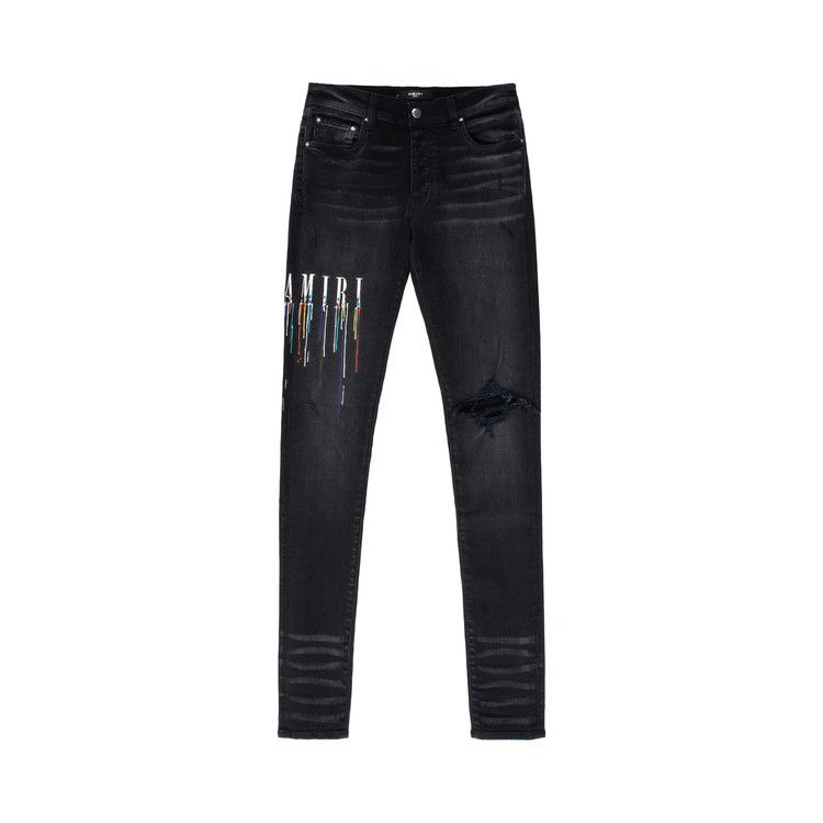 Amiri Paint Drip Logo Jean Aged Black