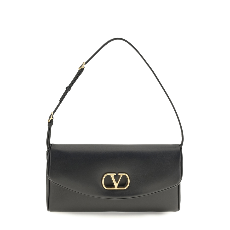 Valentino DeVain Small Calfskin Shoulder Bag - Black