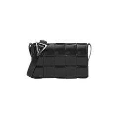 Bottega Veneta Intreccio Leather Cassette Bag Black/Silver