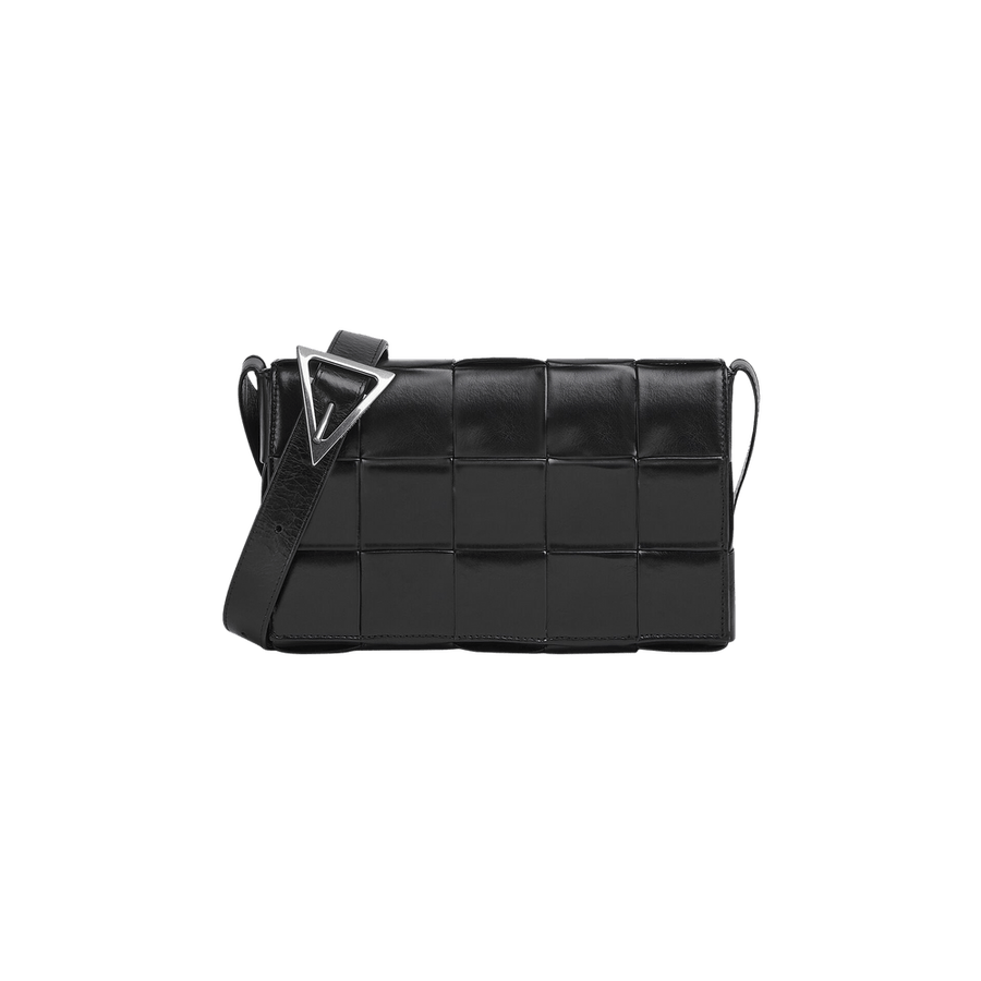 Bottega Veneta Intreccio Leather Cassette Bag Black/Silver