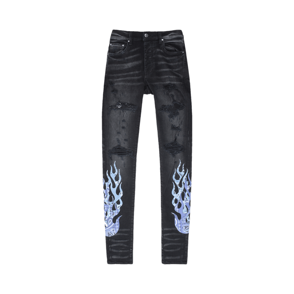 Amiri Bandana Flame Jean Aged Black Blue