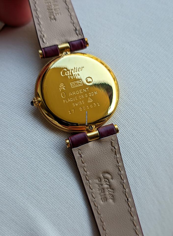 Cartier Must de Cartier Vermeil Burgundy Dial Vintage Gold Pl. 925