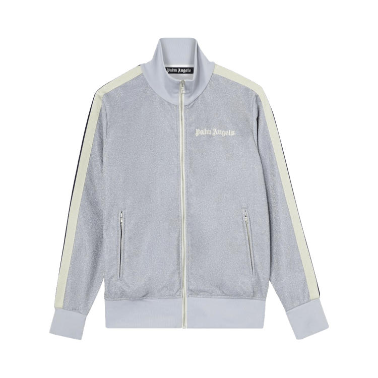 Palm Angels Lurex Track Jacket Silver/Off White