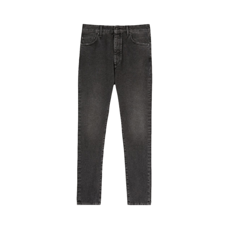 Palm Angels Back Logo 5 Pocket Denim Black/White