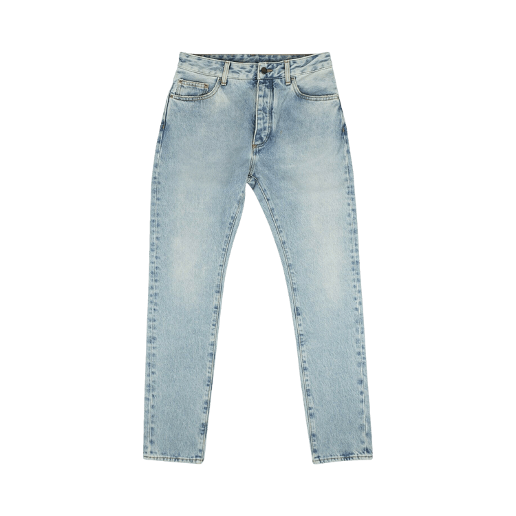 Palm Angels Back Logo 5 Pocket Jeans Light Blue