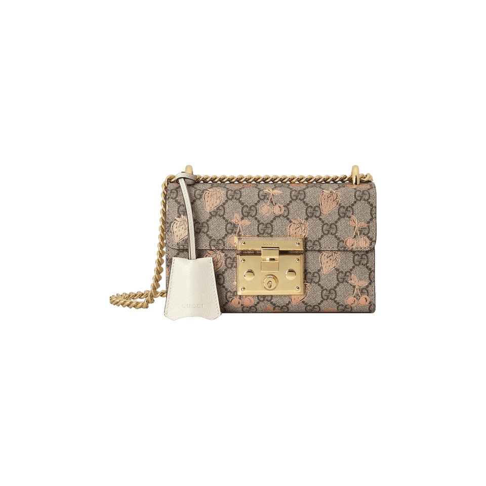Gucci Padlock Small Berry Shoulder Bag Tan/White