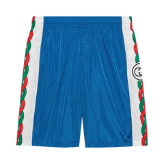 Gucci Waterproof Nylon Shorts With Interlocking G Blue