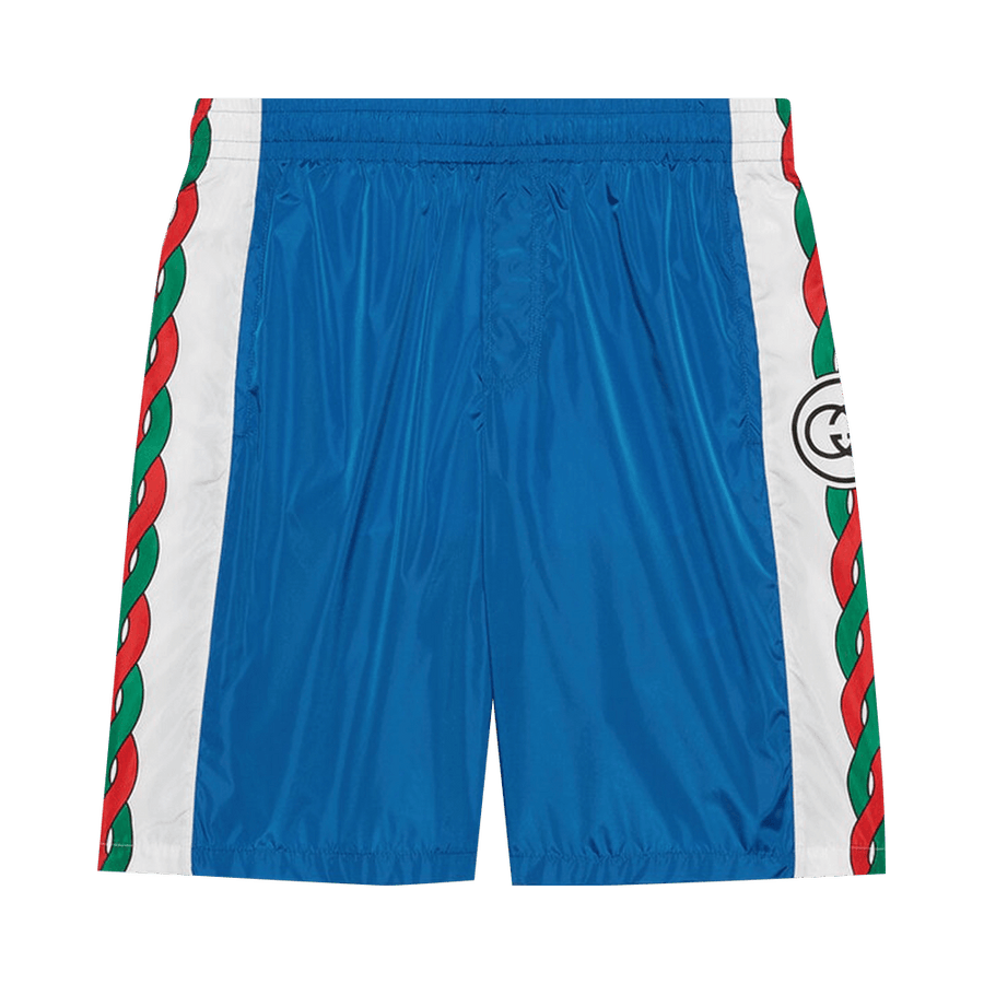 Gucci Waterproof Nylon Shorts With Interlocking G Blue