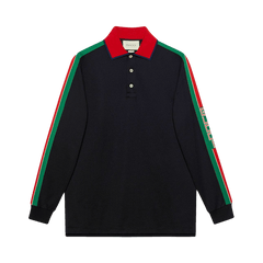 Gucci Long-Sleeve Logo Polo Multicolor