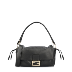 Fendi Baguette Medium Soft Nappa Leather Handbag - Black
