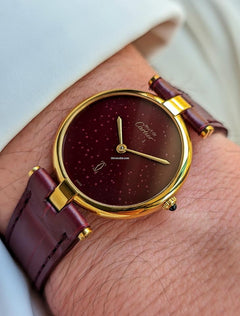 Cartier Must de Cartier Vermeil Burgundy Dial Vintage Gold Pl. 925