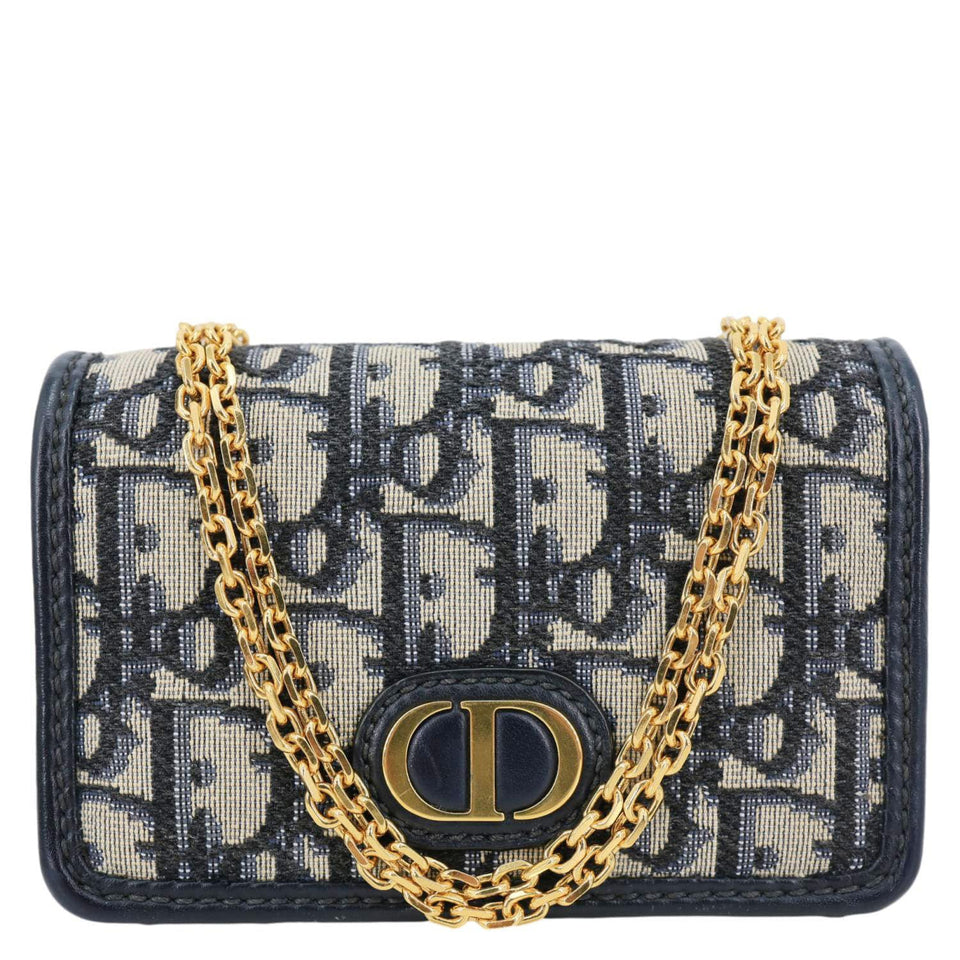 CHRISTIAN DIOR 30 Montaigne 2 In 1 Nano Jacquard Oblique Pouch Blue