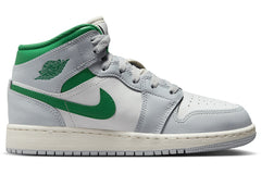 Jordan 1 Mid White Pure Platinum Pine Green (GS)