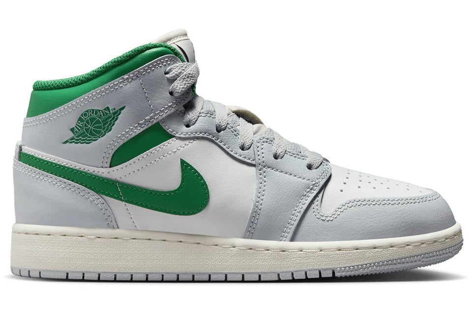 Jordan 1 Mid White Pure Platinum Pine Green (GS)