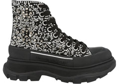 Alexander Mcqueen Tread Slick Boot Black Silver Crystal (Women'S)