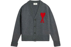 Ami Paris Ami De Coeur Cardigan Dark Grey