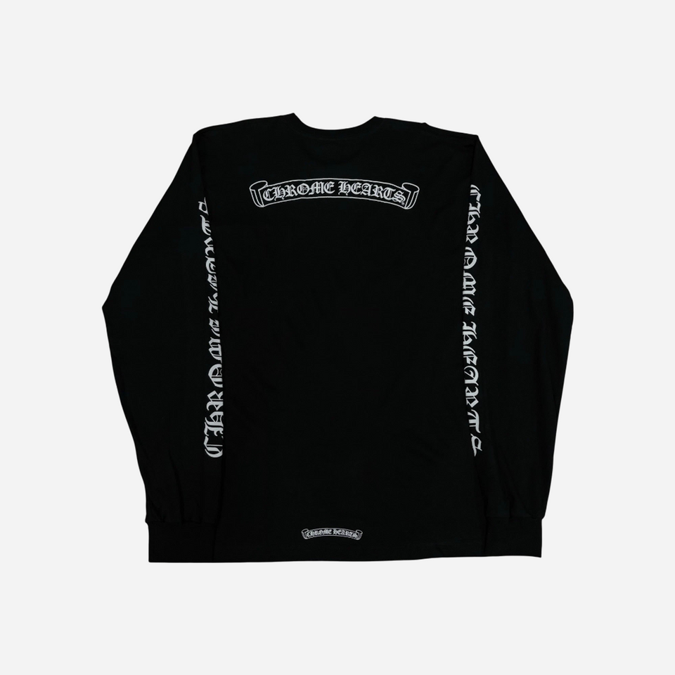 Chrome Hearts Scroll Logo Long Sleeve Pocket T-Shirt Black