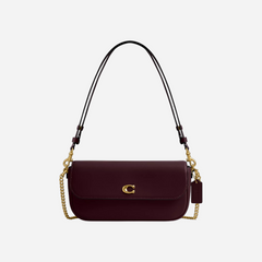 Coach Brook Flap Chain Bag Brass Merlot