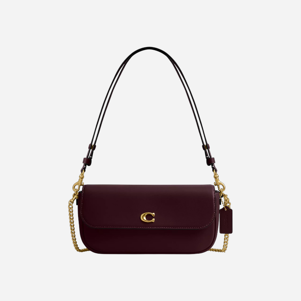 Coach Brook Flap Chain Bag Brass Merlot