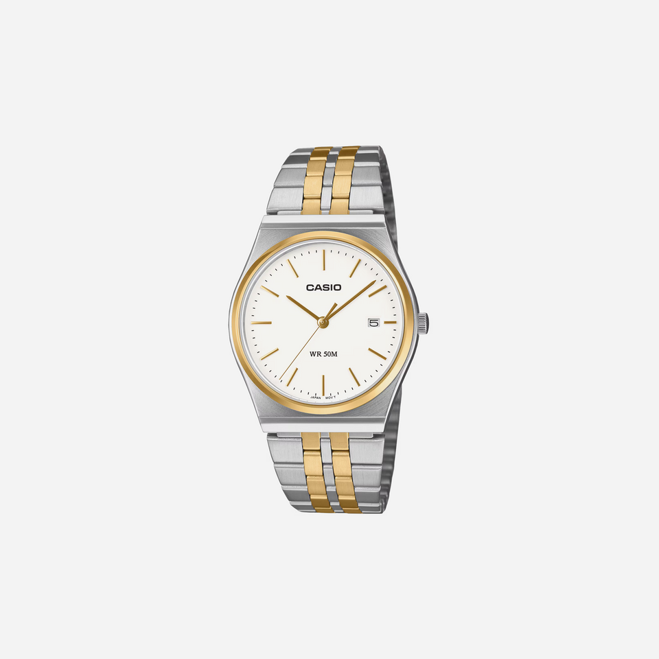 Casio MTP-B145SG-7AV White Gold Dial Stainless Steel Watch