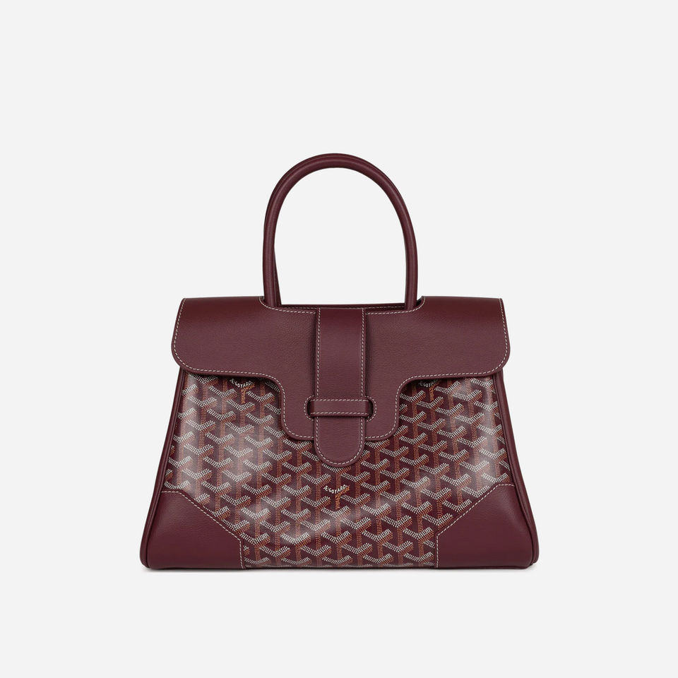 Goyard Saigon Tote Burgundy Goyardine Canvas Palladium Hardware