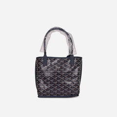 Goyard Goyardine Anjou Navy Mini Tote Bag Palladium Hardware
