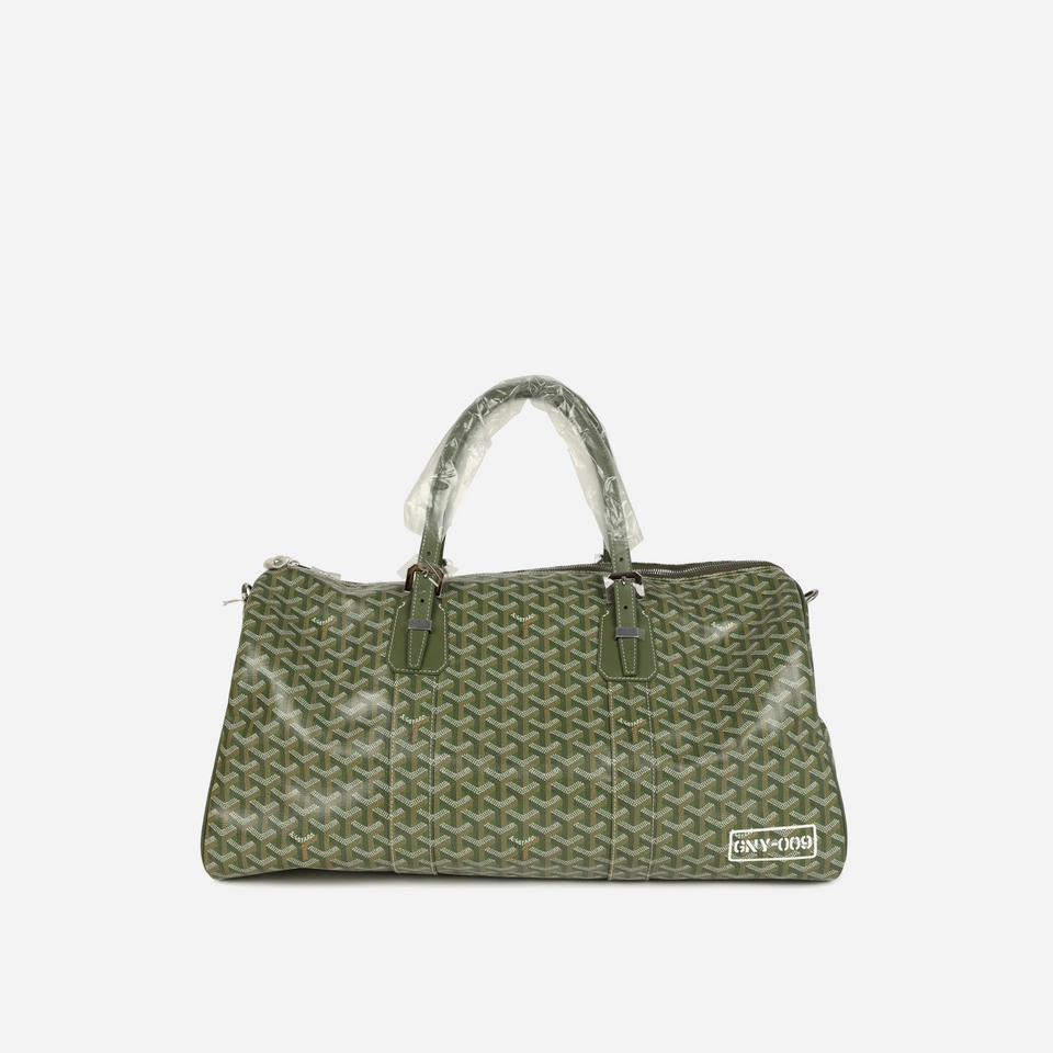 Goyard Boston 50 Bag Khaki Goyardine Canvas & Cervon Calfskin Palladium Hardware