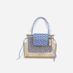 Goyard Goyardine Canvas Iris Aligre Bag Raffia Net Palladium Hardware