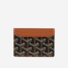 Goyard Goyardine Canvas Sky Black and Brown Saint-Sulpice Card Wallet