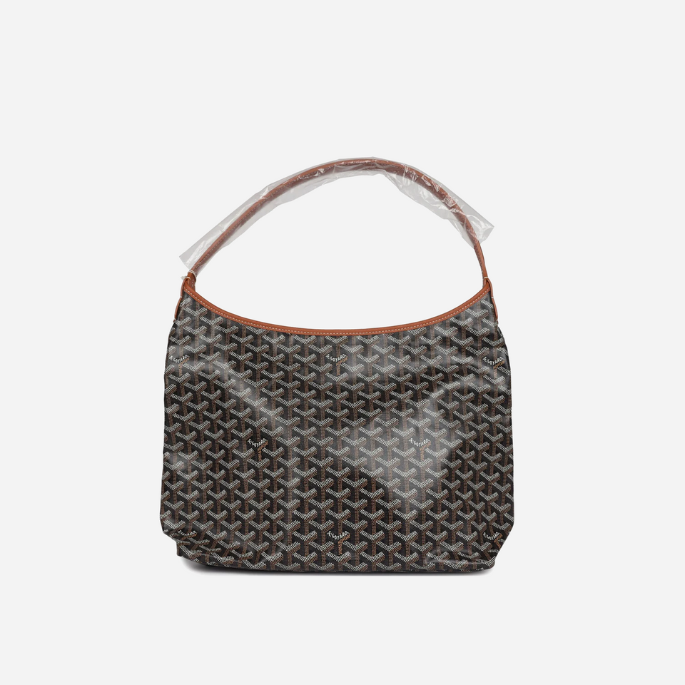 Goyard Goyardine Black and Brown Boheme PM Hobo Bag Palladium Hardware