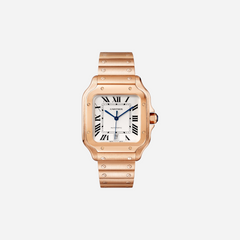 Cartier Santos De Cartier White Dial Rose Gold Strap Watch - WGSA0018