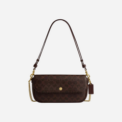 Coach Brook Flap Chain Bag In Signature Canvas Maple