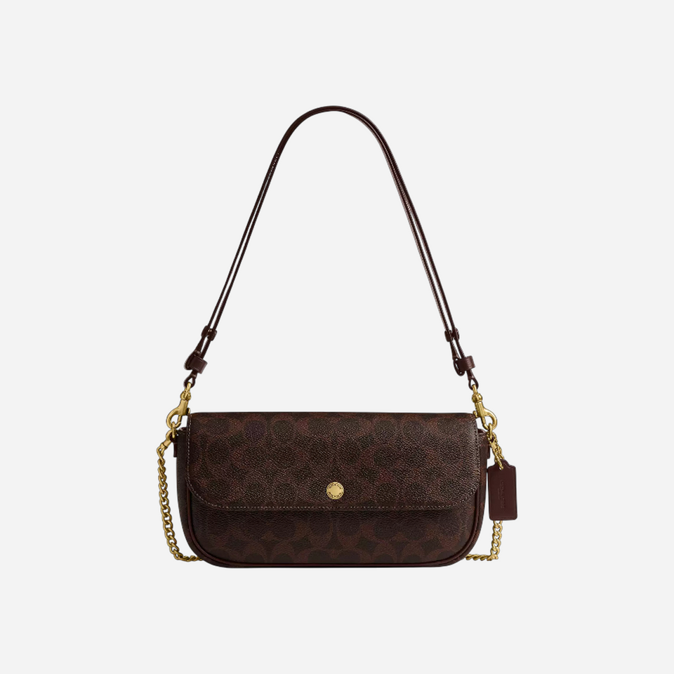 Coach Brook Flap Chain Bag In Signature Canvas Maple