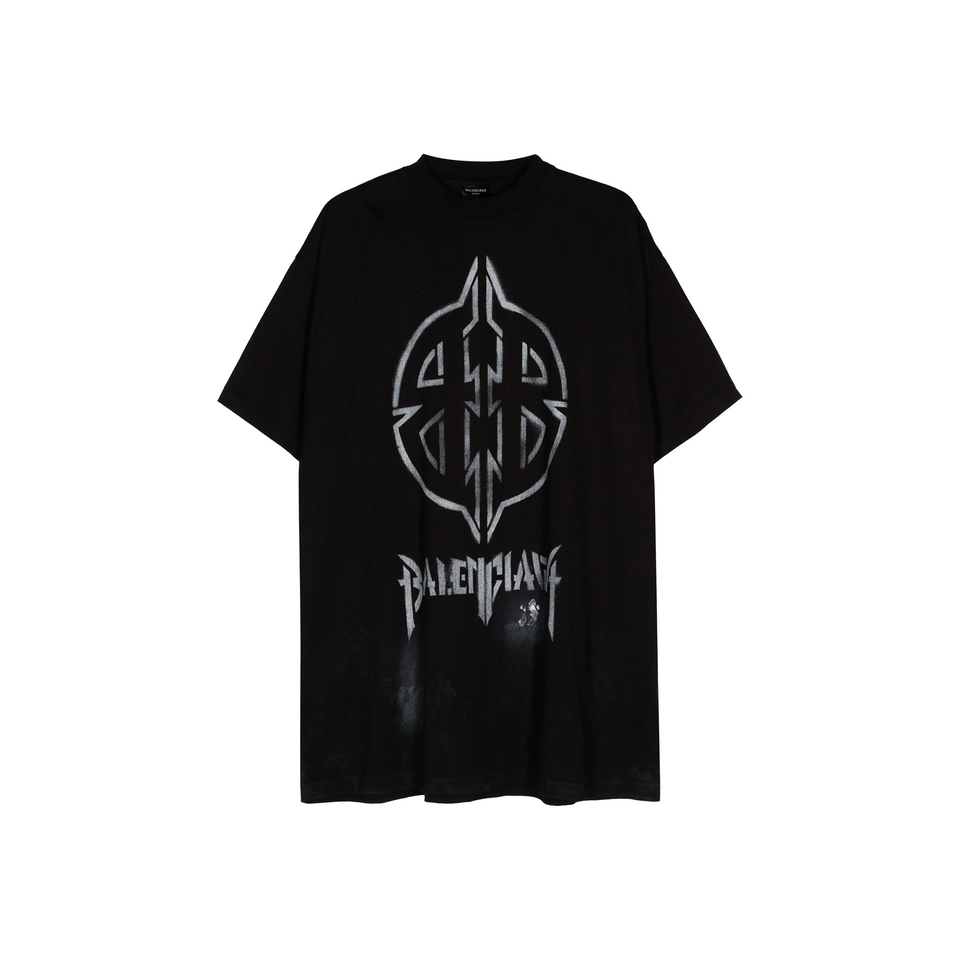 BALENCIAGA Metal BB Stencil Oversized Tee Vintaged Black (SS24)