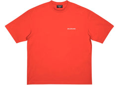 Balenciaga Back Logo Regular Fit Vintage T-Shirt Bright Red/White