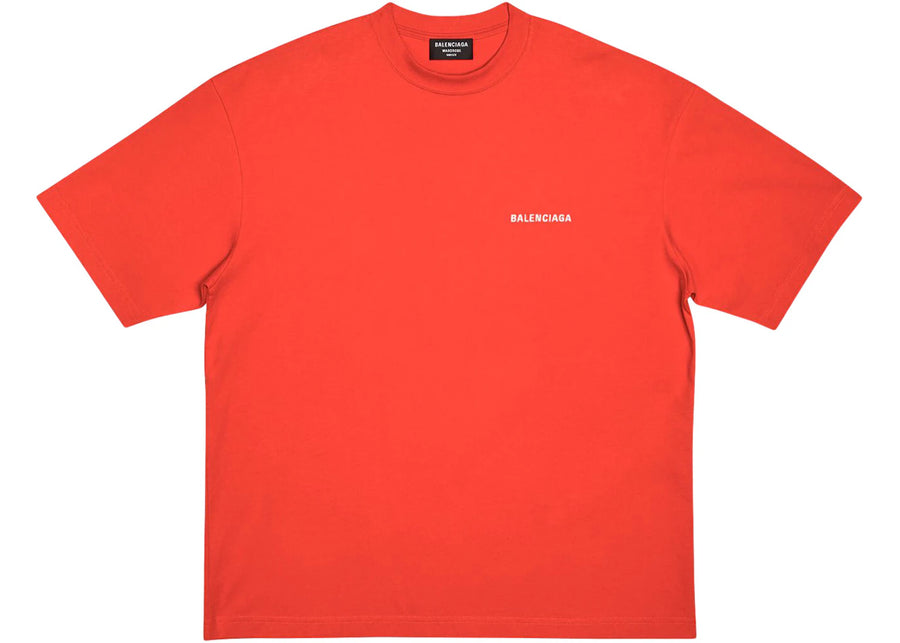 Balenciaga Back Logo Regular Fit Vintage T-Shirt Bright Red/White