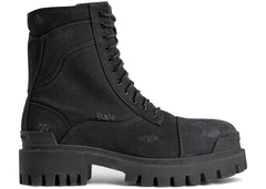Balenciaga Combat Strike Boot Black Cotton Canvas