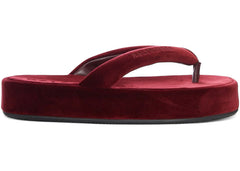 Balenciaga Jet Lag Thong Velvet Flip-Flop Burgundy Womens