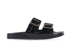 Balenciaga Mallorca Sandal Black Crocodile Embossed