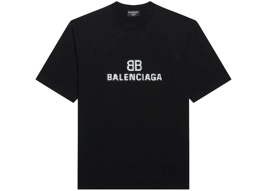 Balenciaga Mens BB Pixel Medium Fit T-Shirt Black