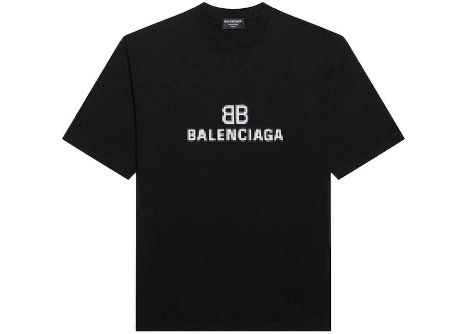Balenciaga Mens BB Pixel Medium Fit T-Shirt Black